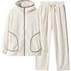Generisch Tuta da uomo in flanella con cerniera, in pile spesso corallo, pigiama e pantaloni termici, pigiama, set di grandi dimensioni, biancheria da notte morbida, bianco, XL