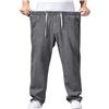 Generisch Jeans da uomo, con lacci, pantaloni da uomo, con tasche, classici, elasticizzati, in denim, gamba larga, pantaloni in tessuto super flessibile, comodi pantaloni da uomo, Z1 nero., 7XL