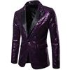 RUMAOZIA Giacca da uomo Smoking con paillettes e glitter, Sakko in oro, Blazer classico slim fit, brillante, Blazer da cerimonia nuziale con scollo a V, elegante, Blazer da festa con 1 chiusura a