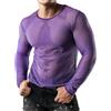 JOGAL Maglia a rete aderente a maniche lunghe da uomo, Viola, XX-Large