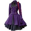 Generic Abito Lolita da donna con volant rinascimentale con fiocco a maniche lunghe Mini abito a vita alta per vittoriano carnevale Cosplay cortile gotico Steampunk festa medievale costume di Halloween, viola