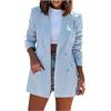 Ybing Longblazer Donna Bottoni Revers Blazer Tinta Unita Vestito Elegante Blazer Slim Vestito Confortevole Affari Ufficio Giacca Classico Bussiness Cappotto Manica Lunga Giacca da Lavoro, Celeste., S