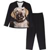 BKTRAVERPT Pigiama da donna con stampa di cane labrador, morbido e confortevole, a maniche lunghe, con bottoni, top e pantaloni, abbigliamento da notte con tasca, 3D, M