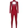 CHICTRY Tuta Intera per Pattinaggio Artistico Donna con Strass Jumpsuit Aderente a Manica Lunga Leotards Body Danza Classica Moderna Body da Balletto Dancewear Rosa scuro M