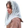 PRINCESS BRIDE Velo da sposa in pizzo mantiglia, sciarpa per la testa della chiesa cattolica messa, foulard musulmano, scialle per comunione, A23, bianco, Taglia unica