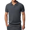 PODOLIXIA Polo da uomo a maniche corte con colletto polo in tinta unita, slim fit, estiva, elegante polo da uomo, a maglia, per lavoro, tempo libero, ufficio, estivo, scollo a V, Nero , XL