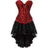 WLFFW Bustino Corsetto Floreale e Gonna Tutu Corpetto Donna Gotico (EU(46-48) 5XL, Nero)