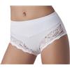 Risveglia i Sensi 3 Slip Donna Contenitiva in Cotone con Pizzo (Bianco, 3/S)