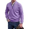 Berrynight Maglione di base della chiusura lampo del cachemire degli uomini, maglione degli uomini del quarto della zip, maglione girocollo di base degli uomini lavorati a maglia, Viola, M