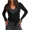 AKDJGFP Scaldacuore Danza Donna Top Avvolgente da Donna for Allenamento, Yoga, Danza, Balletto, Pilates, Manica Lunga, Sottile, Annodato sul Davanti(Brown,M)