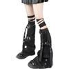Storage Bag Punk Cargo Denims Scaldamuscoli Con Fibbia In Metallo E Tasche Copristivali Gambaletti Calze svasate Per Le Donne Denim Scaldamuscoli, Nero , Taglia unica
