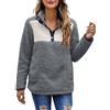 Générique Maglione Oversize Donna Sport - Felpa con cappuccio cappotto in pile alto con tasche Felpa con bottone Felpa Calda Camicia a collo a patta Felpa Casual Top in Pile Spessa Pullover, grigio, S