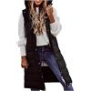 Generico Gilet Donna Invernale Elegante Lungo Smanicato Piumino Caldo Invernale Gilet Imbottito Cappotto Senza Maniche Termico Giubbotto Trapuntato Leggero Curvy Giacca con Cappuccio Taglie Forti Moda Casual
