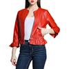 Laphilo Giacca Corta Donna Ecopelle Bolero con Cerniere Manica Lunga Jacket senza collare cod. 7720 (L, cod.598 Rosso)