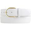 BELTINGER Cintura in denim di alta qualità in pelle bovina pieno fiore con fibbia dorata 4,0 cm | Cintura in pelle curva da donna 40mm | Cintura in denim made in Italy | Bianco 90cm