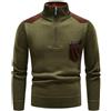 New front Maglione Pullover Uomo Zip Giacca da Uomo in Maglia Felpa Uomo con Zip Senza Cappuccio Felpe con Cerniera Uomo Giacca Caccia Uomo Comfort vestibilità Invernale Verde Militare 3XL