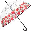EN PERLETTI PERLETTI Ombrello Trasparente Con Banda Colorata per Donna - Cupola Automatica, Resistente in Fibra di Vetro - Diametro 89 cm Bordo Cuori
