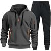 Generico Tuta Uomo Completa Invernale Felpa Con Cappuccio E Pantaloni Tuta Termica Uomo Con Zip Completo Palestra Cotone