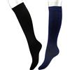 CALZE PRESTIGE (2PAIA) Calze donna gambaletto in pregiatissimo filato lana-cashmere tinta unita classic - 100% Made in Italy (A2 blu)