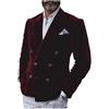 Leader of the Beauty Blazer da uomo in velluto slim fit giacca doppio petto smoking blazer matrimonio ballo cena elegante, Blu reale, XL