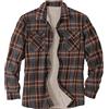 Duohropke Giacca in flanella da uomo a quadri, camicia termica a quadri, con chiusura lampo, in micro pile, foderata invernale, marrone, L