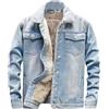 Generic Giacca di jeans da uomo foderata in pile Sherpa giacche di jeans a maniche lunghe con bottoni cappotti invernali casual ispessiti vestiti capispalla, XXL