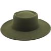 Generic Cappello in lana stile britannico a tesa larga cappello francese concavo convesso (verde militare)