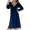 OKSakady Da Donna Midi Lungo Caldo Flanella Camicia da Notte Pizzo Camicia da Notte Loungewear