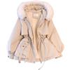 Genérico Giacca invernale da donna in pile cappotto invernale con tasche giacca imbottita elegante cappotto invernale con cappuccio e cerniera, Nero , XL