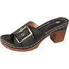 LinRim Sandali da donna con tacco alto, eleganti scarpe Chunky Pumps, alla moda, con tacco a blocco, pantofole ortopediche, zeppa, in pelle, vintage, estive, Nero , 44