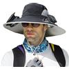 Ahuuen Cappello da Sole con Ventilatore | Cappello da Ventilatore Solare | Cappello A Ventaglio Solare A Tesa Larga | Ricarica Solare E USB | Protezione UV Estiva | per attività All'aperto