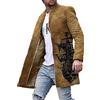 shownicer Cappotto da Uomo Elegante Giacche di Media Lunghezza Slim Fit Caldo Trench Coat Casual Bottoni Cappotto Stampa Giacca Autunno Inverno C Nero L