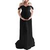 DaPongZhi Donna Vestiti da maternità Abito Lungo Senza Spalline Abito Estivo Abito Spiaggia Abiti Eleganti,Abito Premaman Servizio Fotografico per Feste, Matrimoni, Eleganti (02-Black, L)