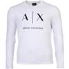 Armani Exchange - Maglietta da uomo a maniche lunghe in jersey di cotone slim con logo, bianco, XL