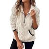 Générique Maglione in lana pile - Maglietta da donna in cotone con cerniera, camicia a collo alto, a metà lungo, cappotto super morbido, top colore puro, felpa calda, camicia autunno inverno, bianco