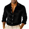 Generic Camicia da uomo di lusso in velluto, casual, a maniche lunghe, larga, con tasca sul petto, in seta lucida, per il tempo libero, elegante, comoda per feste, ballo di fine anno, affari, 01-blu oltremare