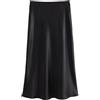 JTKSSCS Gonna Raso Lunga Gonna in Raso Nero da Donna, Elegante, Lunga, Estiva, Midi, da Ufficio(Black,S)
