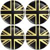 SkinoEu 4 x 55mm Adesivi Resinati 3D Gel Stickers Auto Coprimozzo Universale Logo Silicone Autoadesivo Stemma Adesivo Copricerchi Tappi Ruote Tuning Nero Oro Bandiera del Regno Unito UK A 9555