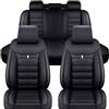 XFANGNB Coprisedili Auto in Pelle per Alfa Romeo Giulietta(940) RZ(162D) Mito (955) Stelvio(949), Set Completo Fodere Anteriori e Posteriori Copri Sedili Impermeabili Antiscivolo Accessori,A/Black