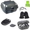 MOTO SPORT MONDO COMPATIBILE CON KAWASAKI ER 6N 650 BAULETTO GIVI B45+ MONOLOCK 45 LITRI COMPLETO DI PIASTRA+RETE+SCHIENALE+KIT MONTAGGIO MOTO SCOOTER VALIGIA PER 2 CASCHI INTEGRALI JET NERO