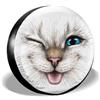 Generic Gatto con La Lingua Fuori Copri Ruota di Scorta Vintage Ruota di Scorta Coperture della Antipolvere Copriruota Universale per Veicoli SUV Car 15inch