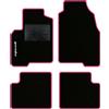 QUEMAR Tappetini Auto compatibili con Panda III dal 2012 e Hybrid/Kit Tappeti Moquette e Gomma su Misura (Set 2 Anteriori + 2 Posteriori)/ Ricami e Colori Personalizzati (Bordo Rosa, 1 Ricamo)