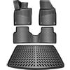 ELMASLINE 3D Tappetini Gomma e Vasca Baule per Ford Focus Station Wagon (Touring) 2018-2025 e | Tappetini Auto | Vasca per il bagagliaio | Accessori auto