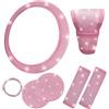 Gdfnmogo Set di accessori per auto con strass per coprivolante, cambio e cintura di sicurezza, comfort (rosa)