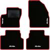 QUEMAR Tappetini Auto compatibili con Ford Kuga I 2008-2012 / Kit Tappeti in Moquette e Gomma su Misura (Set 2 Anteriori + 2 Posteriori) / Ricami e Colori Personalizzati (4 Ricami, Bordo Rosso)