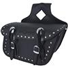 A-Pro Borsa Bisacce Moto Customo Chopper Borchie Cromate Nero laterale destra mono