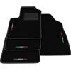 Generico Tappetini compatibili con Fiat panda 169 2003-2012, ricamo bandiera Italia, kit tappetini auto personalizzati, set tappeti in moquette, bordo nero.