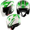A-Pro Casco Moto Scooter Jet Visiera Doppia Certificato ECE 22-06 Bianco Verde M