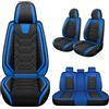 Generic Copri Sedile Auto Universale Per fiat Panda e Hybrid 2000-2025 2026, Coprisedili Auto Pelle Nappa，Impermeabile Traspirante，Resistente Ai Graffi(Black blue)