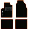 QUEMAR Tappetini Auto compatibili con Panda II 2003-2011 / Kit Tappeti in Moquette e Gomma su Misura (Set 2 Anteriori + 2 Posteriori) / Ricami e Colori Personalizzati (1 Ricamo, Bordo Arancio)